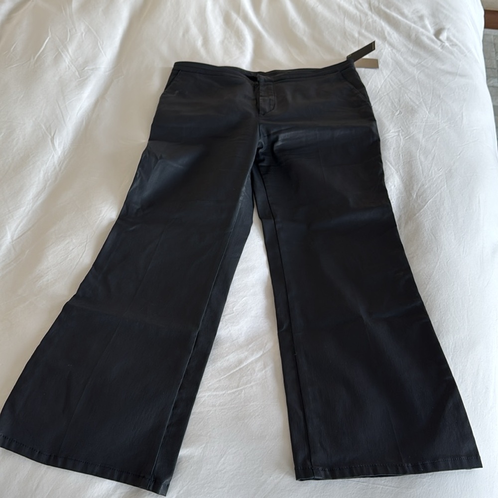 NWT MASSIMO DUTTI Deep Blue Leather-look Trousers.